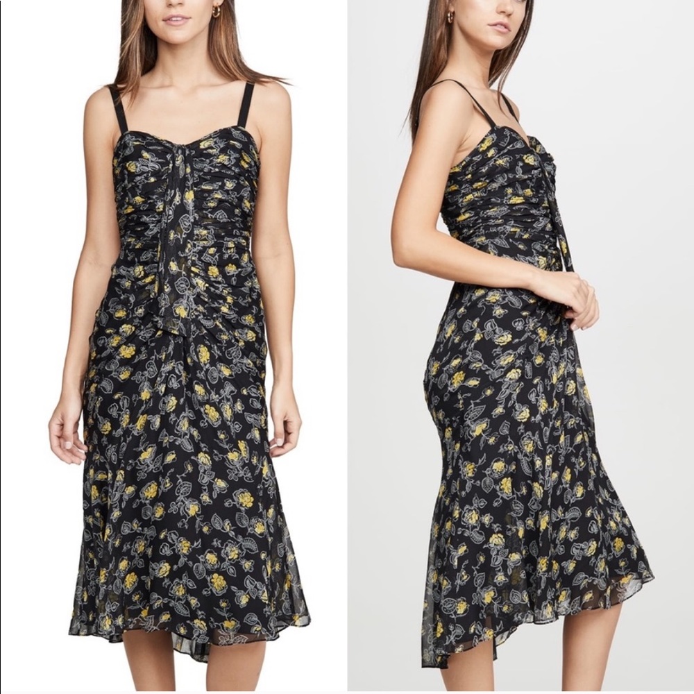 NWT Cinq a Sept Margot Floral Silk Chiffon Dress $465 Size 14